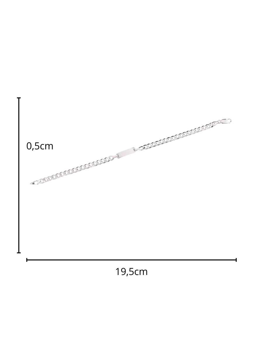 Srebrna bransoletka pancerka z blaszką