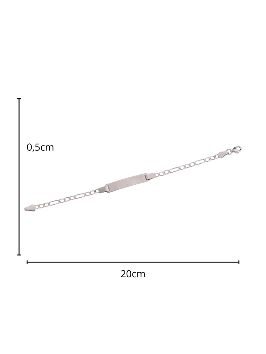 Srebrna bransoletka figaro z blaszką