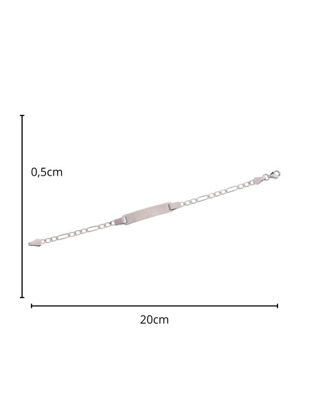 Srebrna bransoletka figaro z blaszką