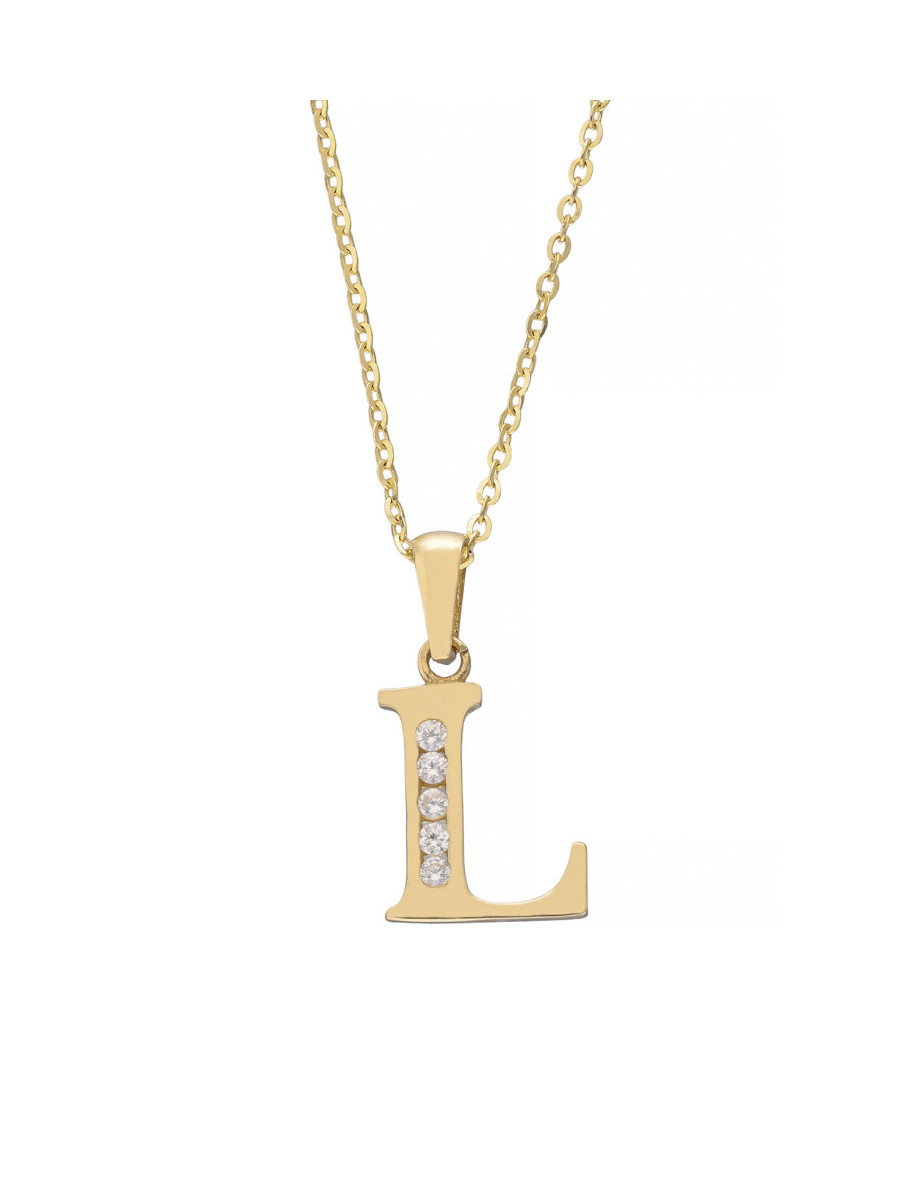 Złota literka "L" 8k z cyrkoniami