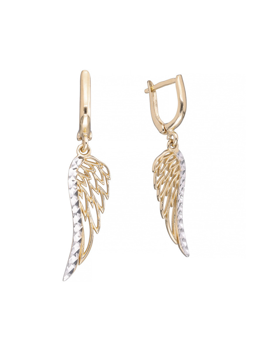 Złote kolczyki wiszące - skrzydła