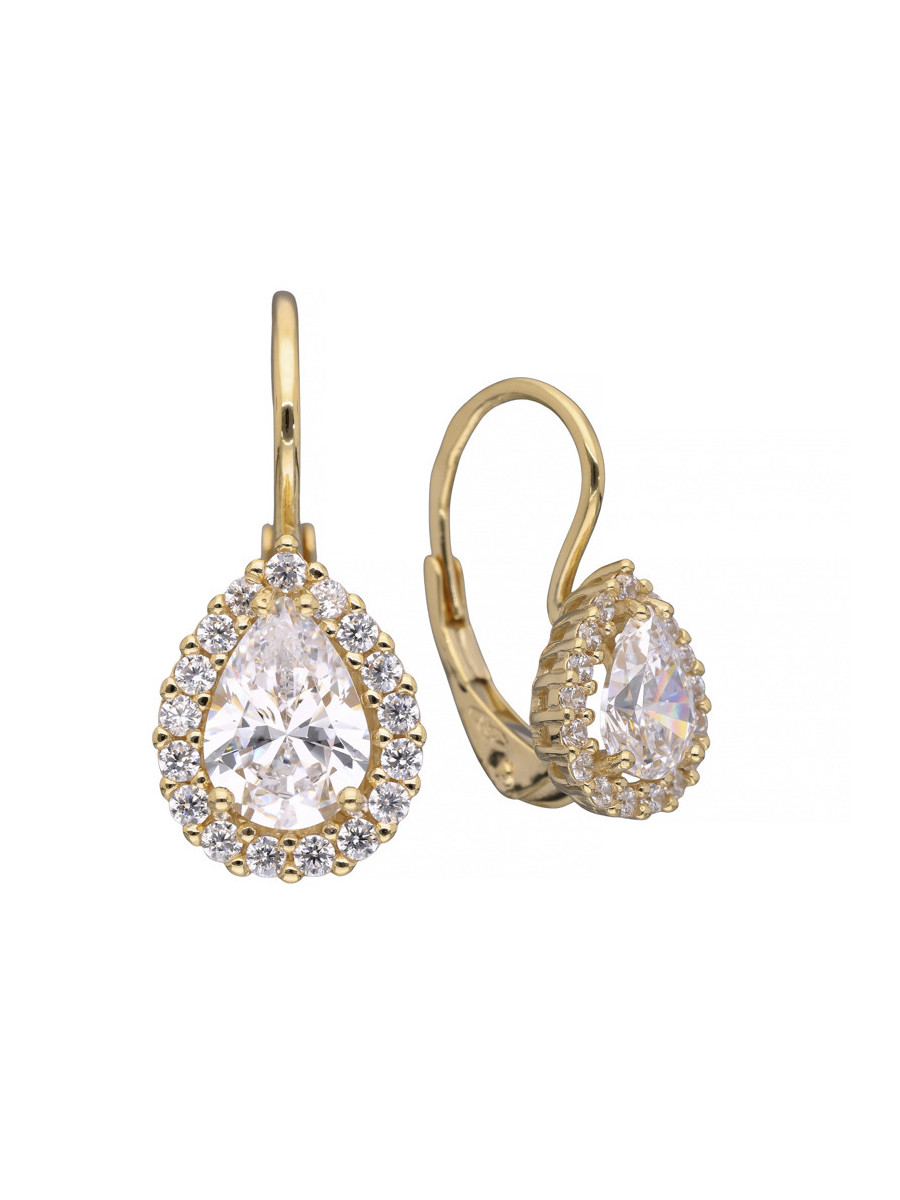 Złote kolczyki łezki z cyrkoniami