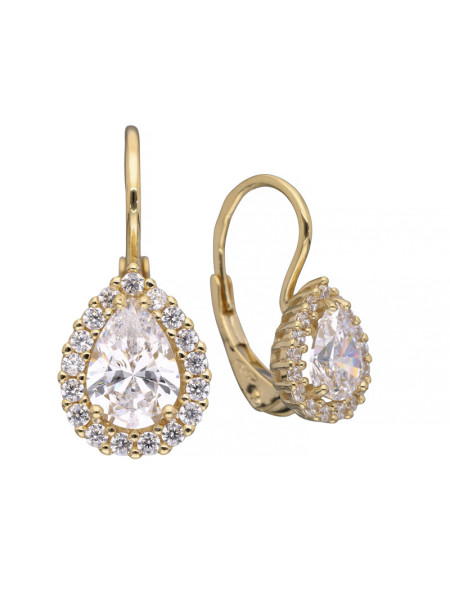 Złote kolczyki łezki z cyrkoniami