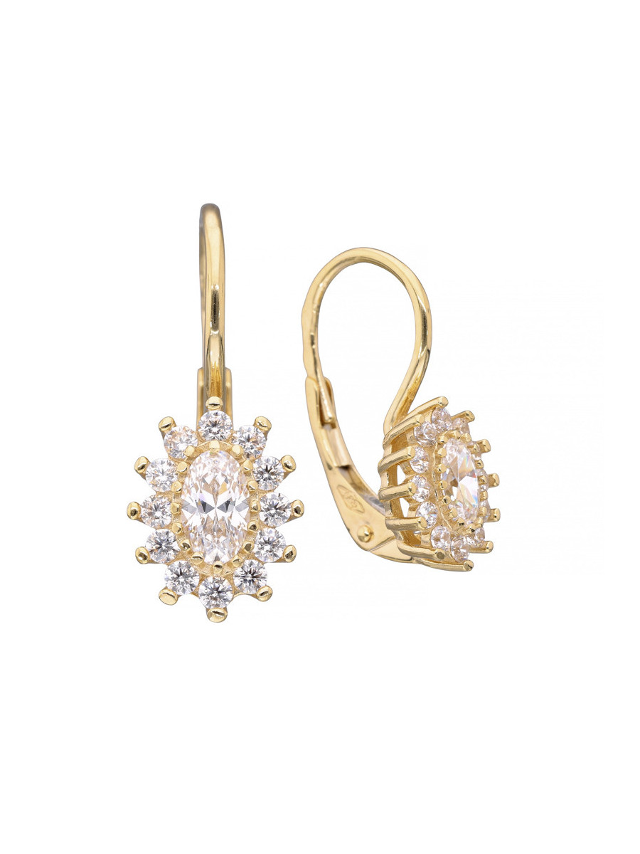 Złote kolczyki markizy z cyrkoniami