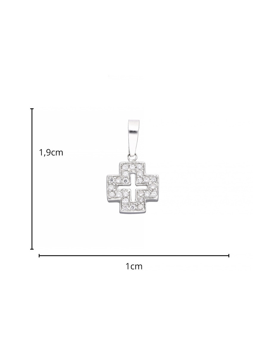Krzyżyk z białego złota z cyrkoniami