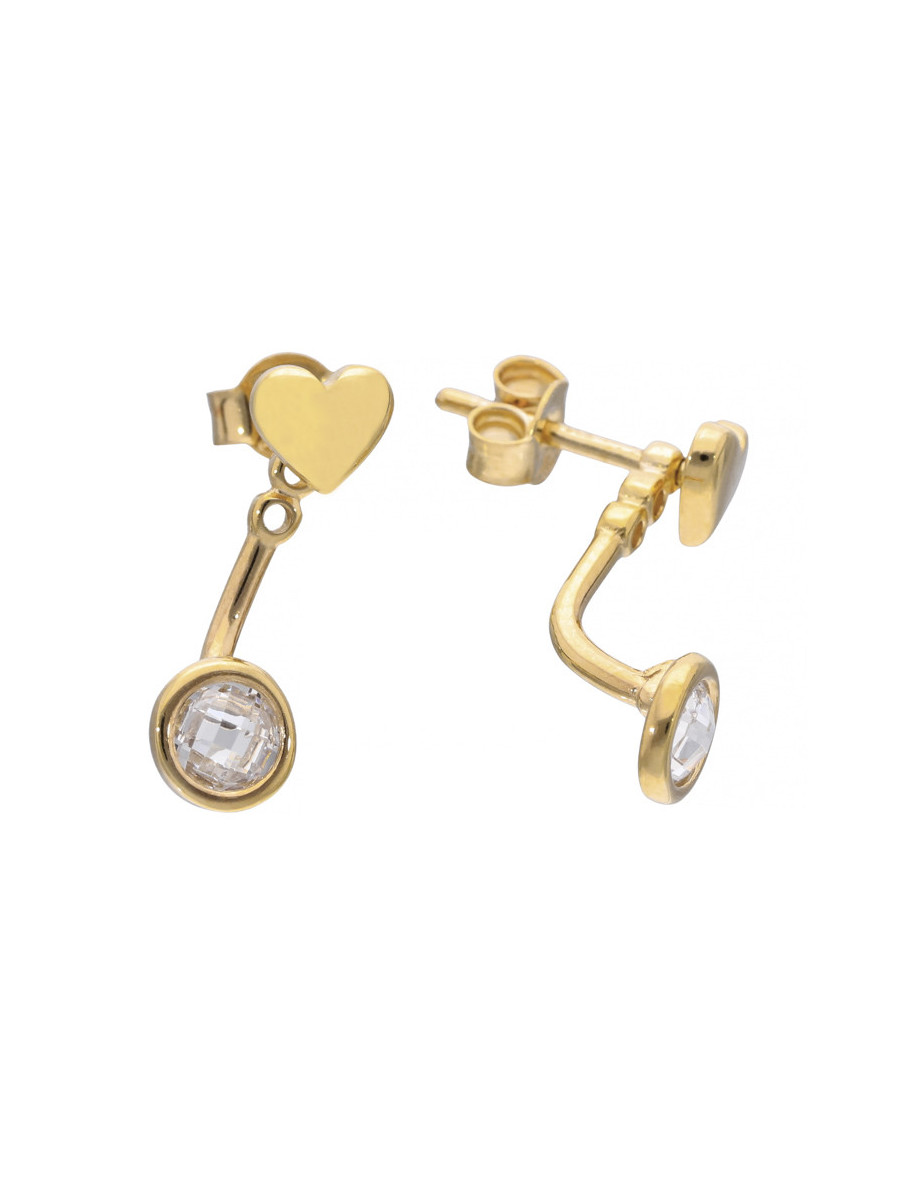 Złote kolczyki serca z cyrkonią