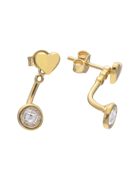 Złote kolczyki serca z cyrkonią