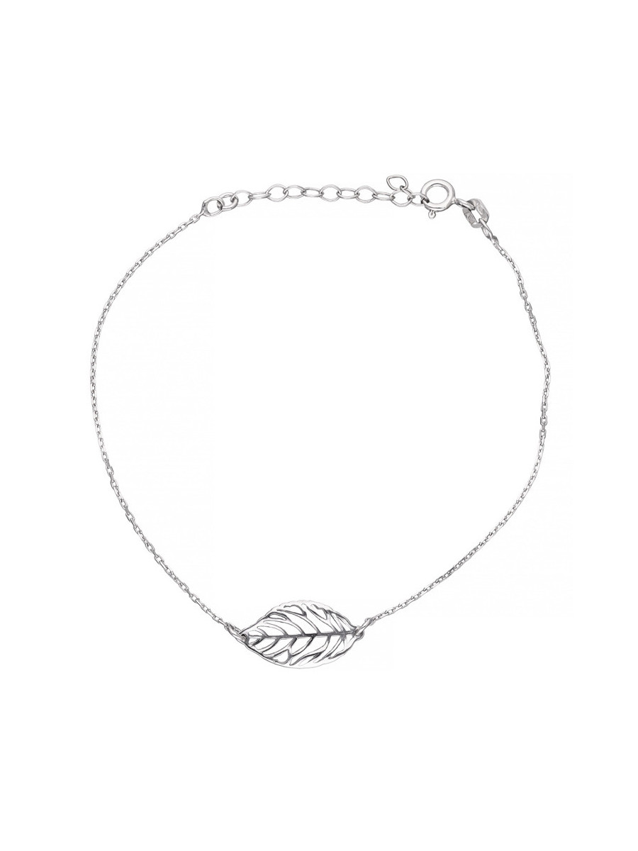 Srebrna bransoletka liść