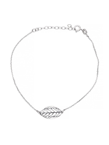 Srebrna bransoletka liść