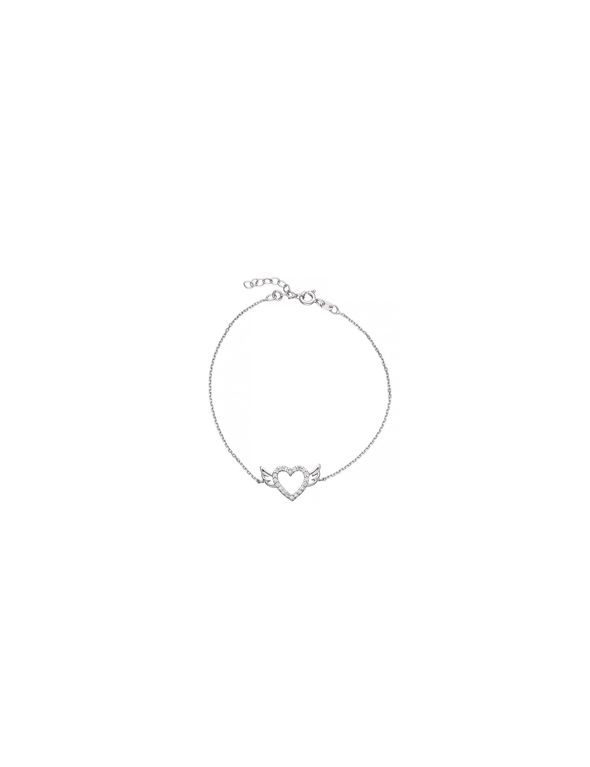 Bransoletka srebrna serce ze skrzydłami z cyrkoniami | JubilerDukat