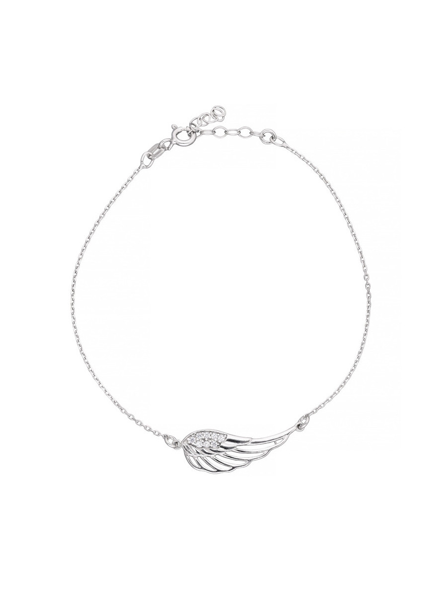 Srebrna bransoletka liść z cyrkoniami