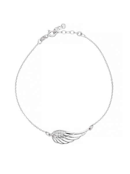 Srebrna bransoletka liść z cyrkoniami