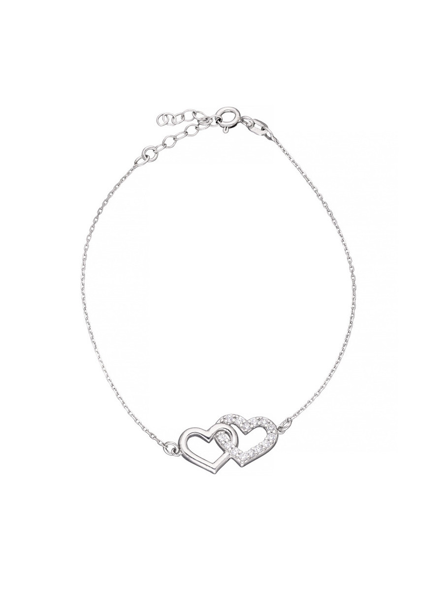 Srebrna bransoletka podwójne serce