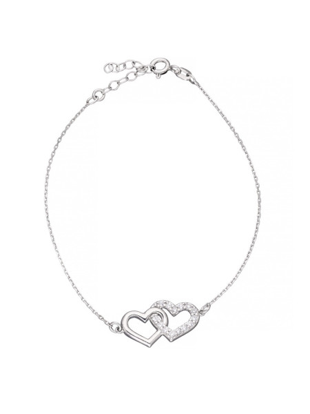 Srebrna bransoletka podwójne serce