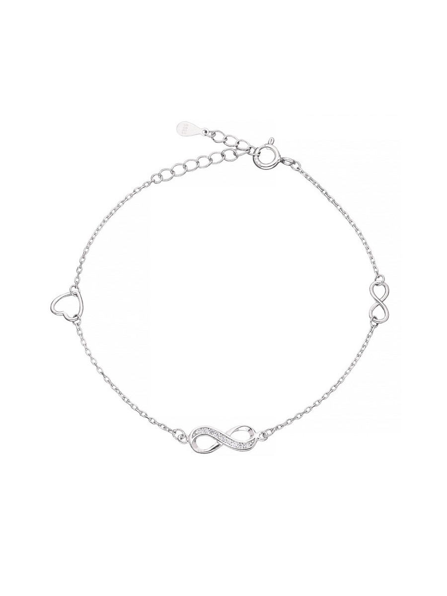 Srebrna bransoletka nieskończnoność i serce