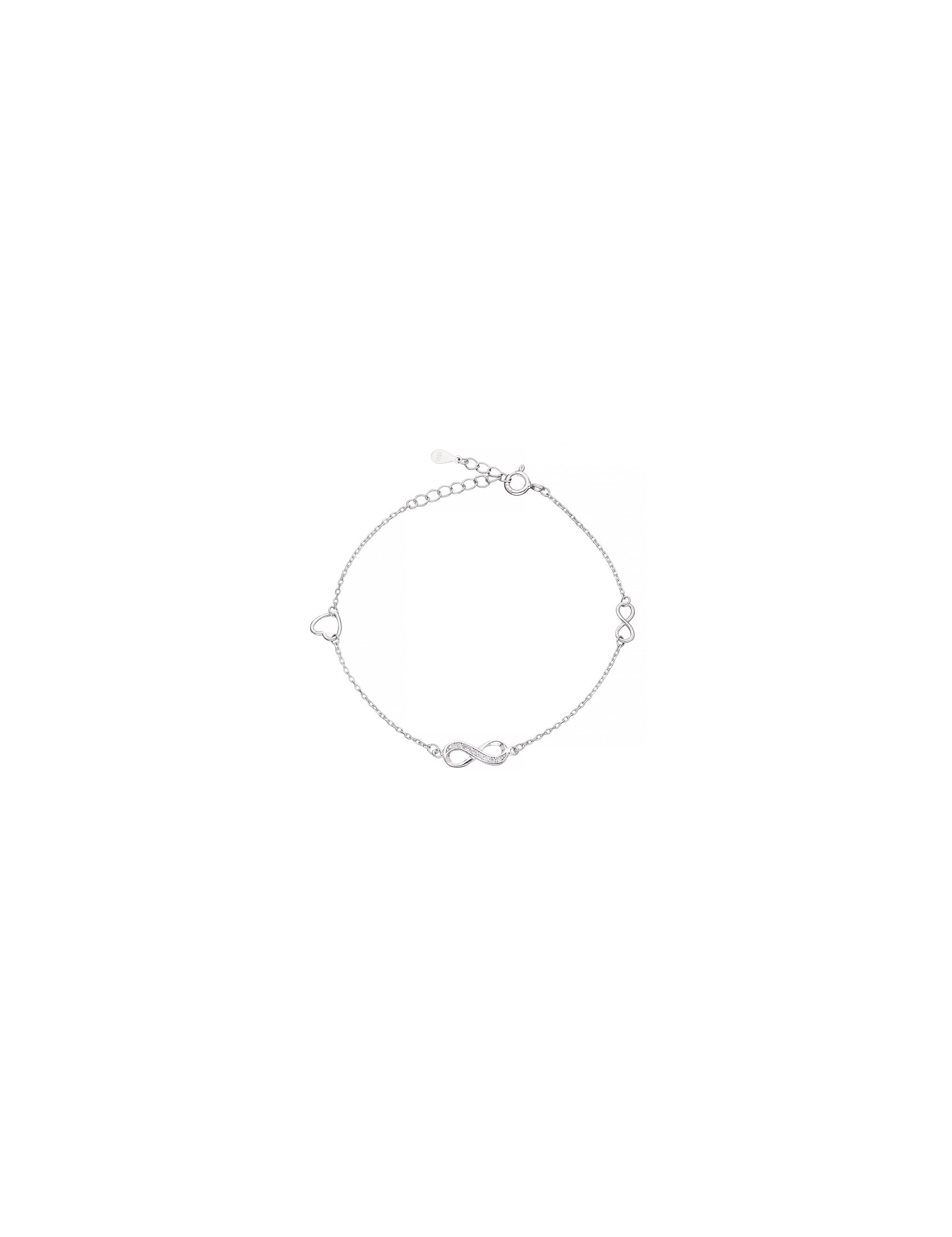 Srebrna bransoletka nieskończnoność i serce