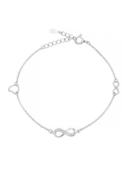 Srebrna bransoletka nieskończnoność i serce