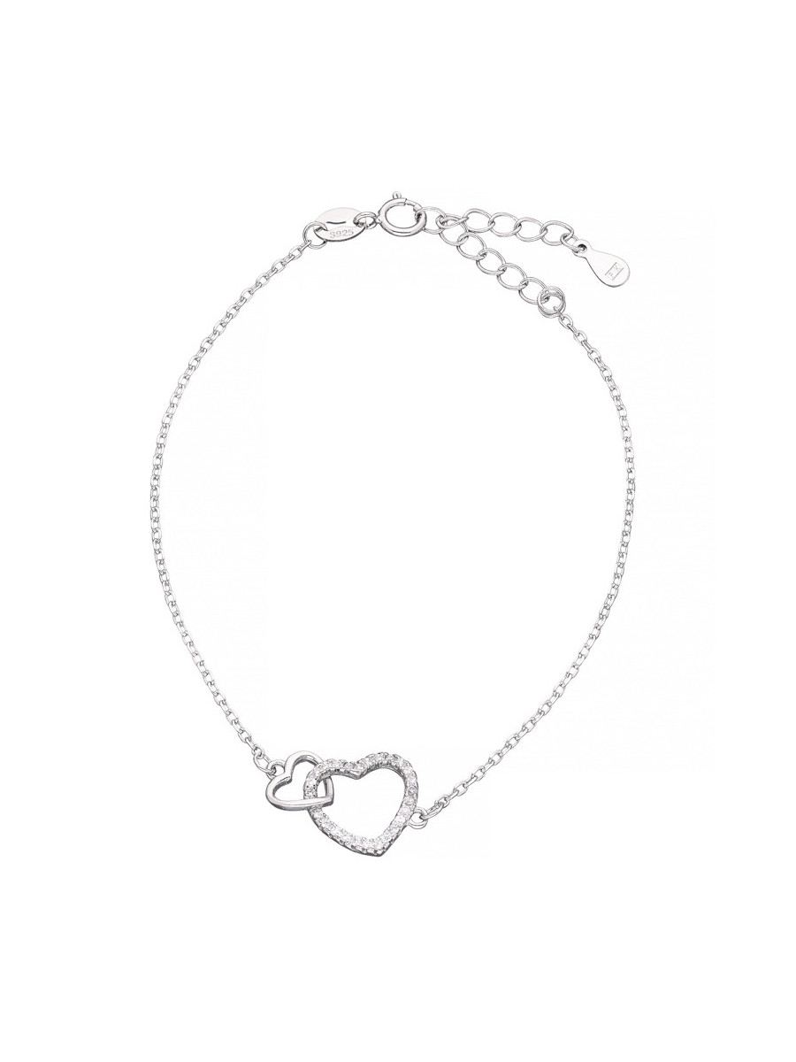 Srebrna bransoletka złączone serca