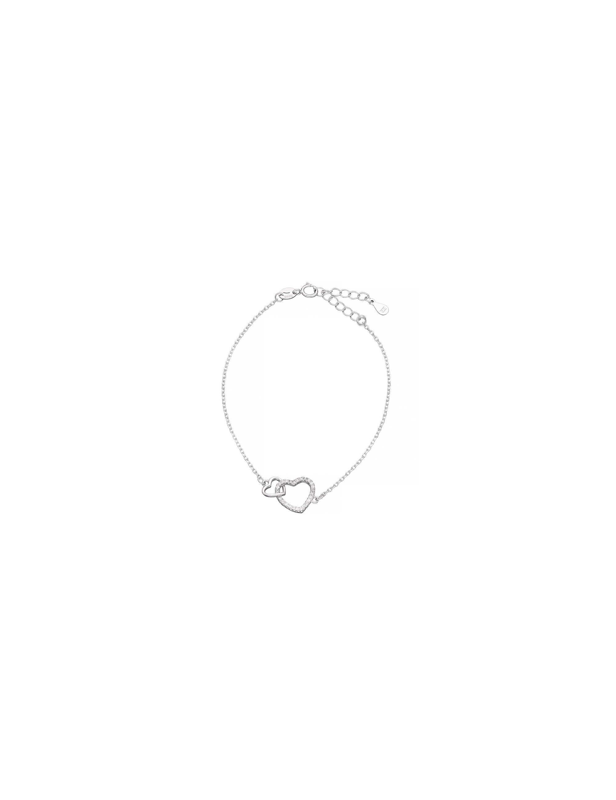 Srebrna bransoletka złączone serca