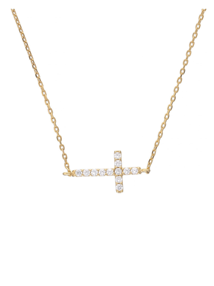 Delikatna celebrytka złota z krzyżykiem i cyrkoniami |...