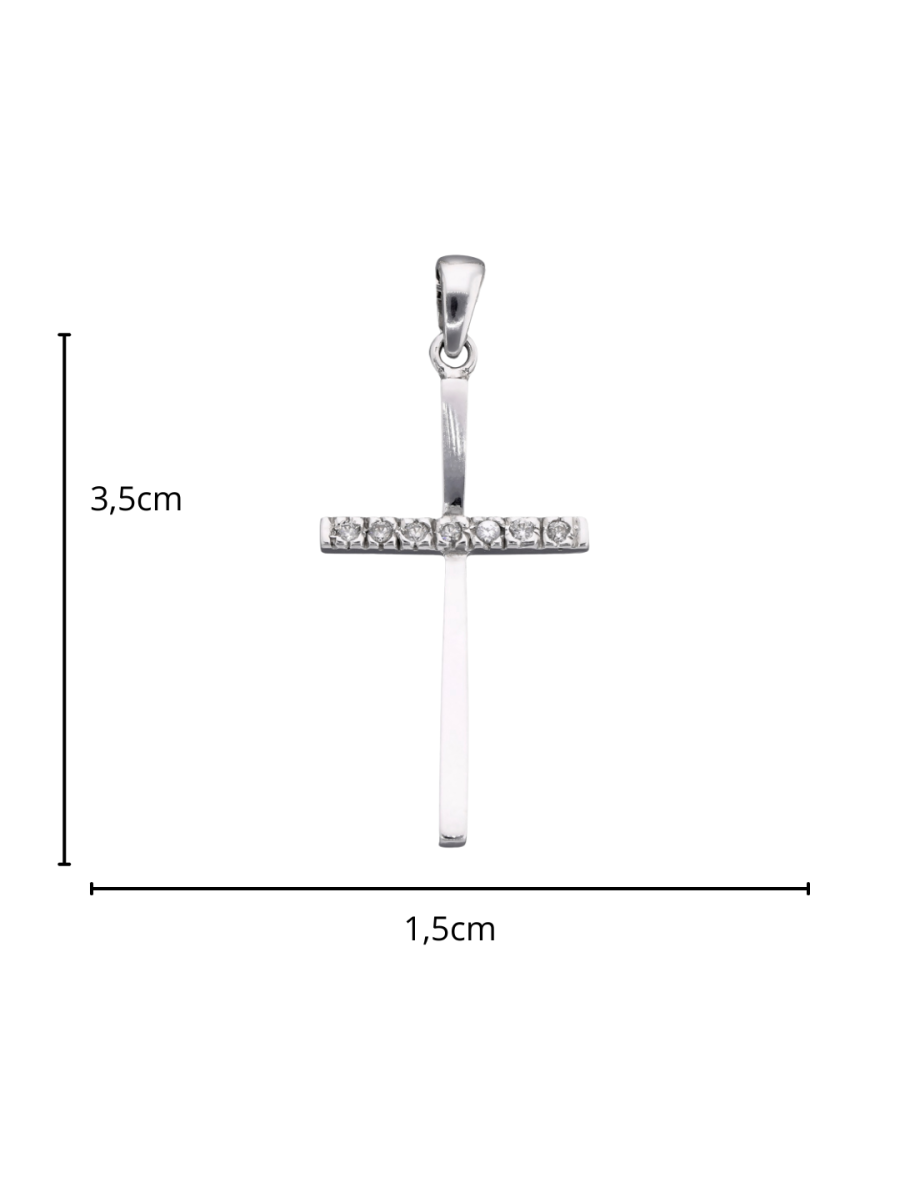 Krzyżyk z białego złota z cyrkoniami