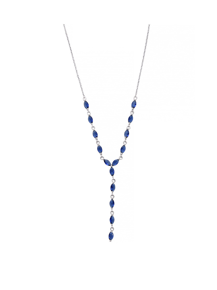 Srebrny naszyjnik z niebieskimi cyrkoniami