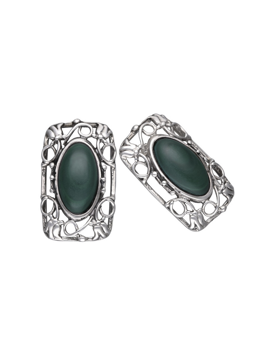 Srebrne kolczyki z malachitem