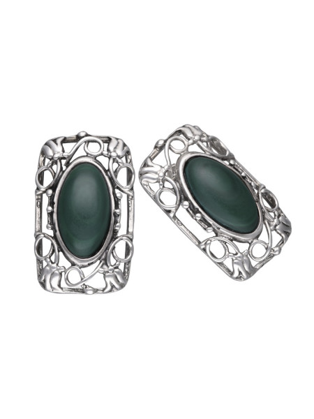 Srebrne kolczyki z malachitem