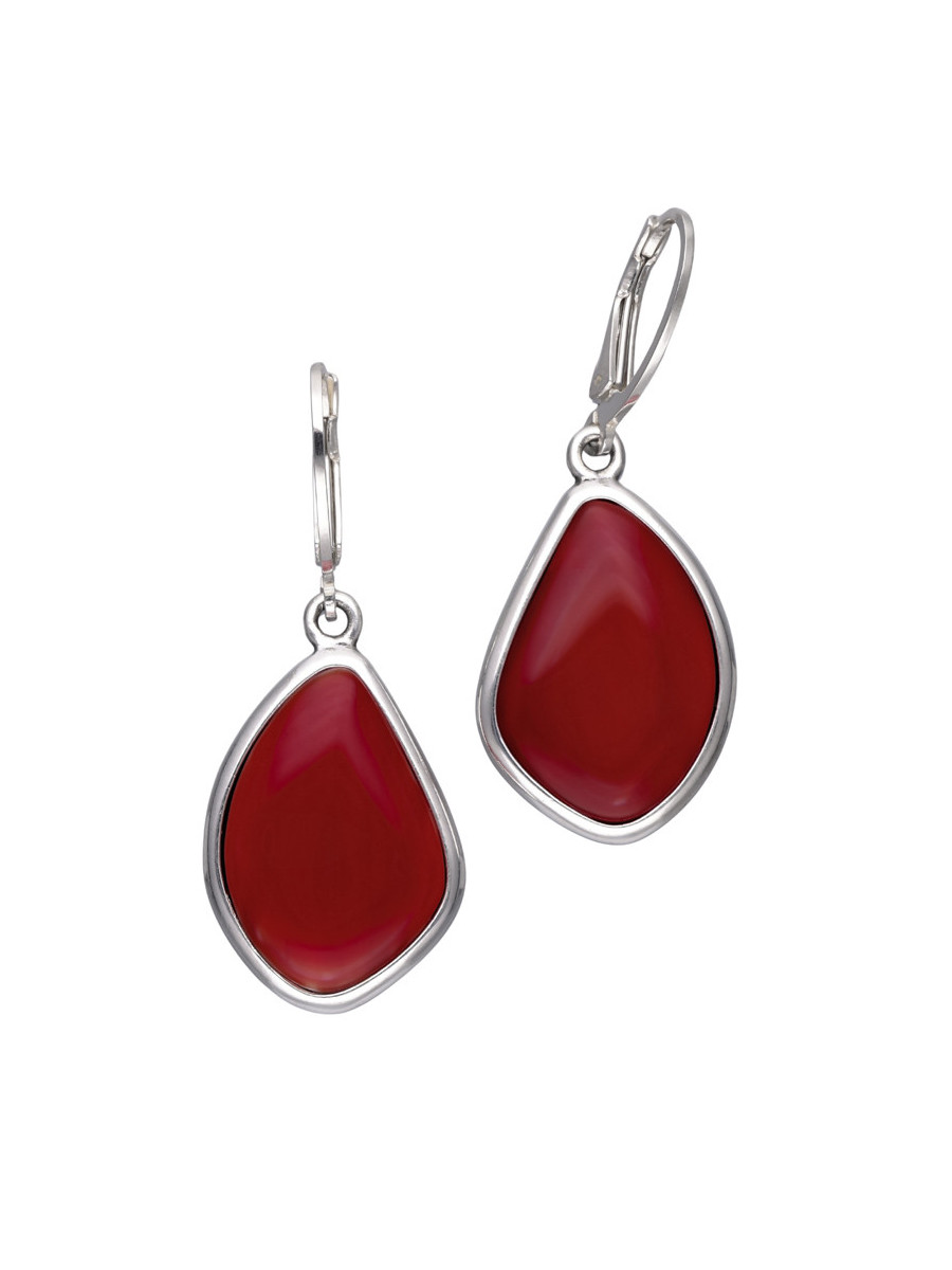 Srebrne kolczyki z czerwonym agatem