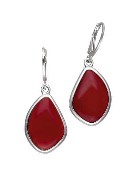 Srebrne kolczyki z czerwonym agatem