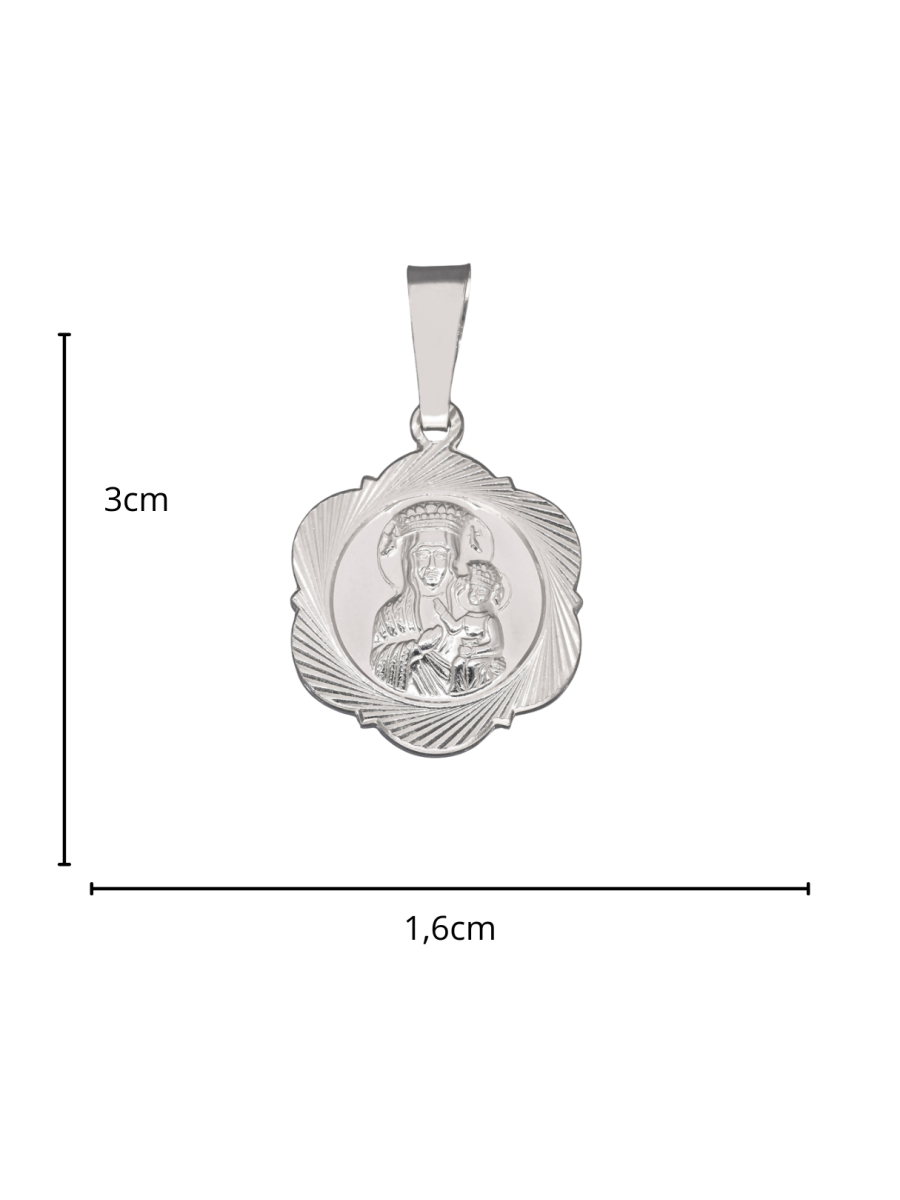 Srebrny medalik z Matką Boską Częstochowską