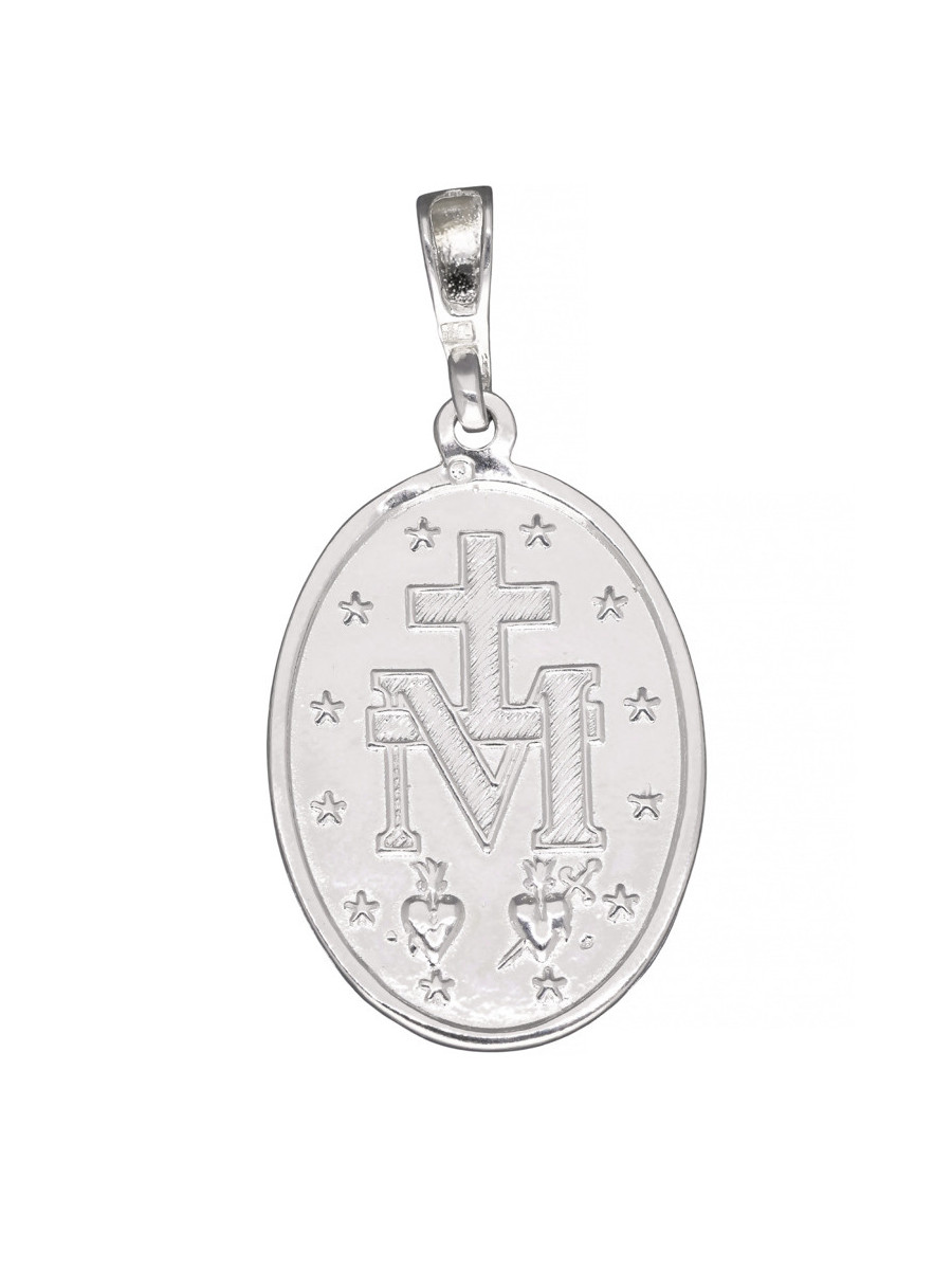 Srebrny medalik z Matką Boską