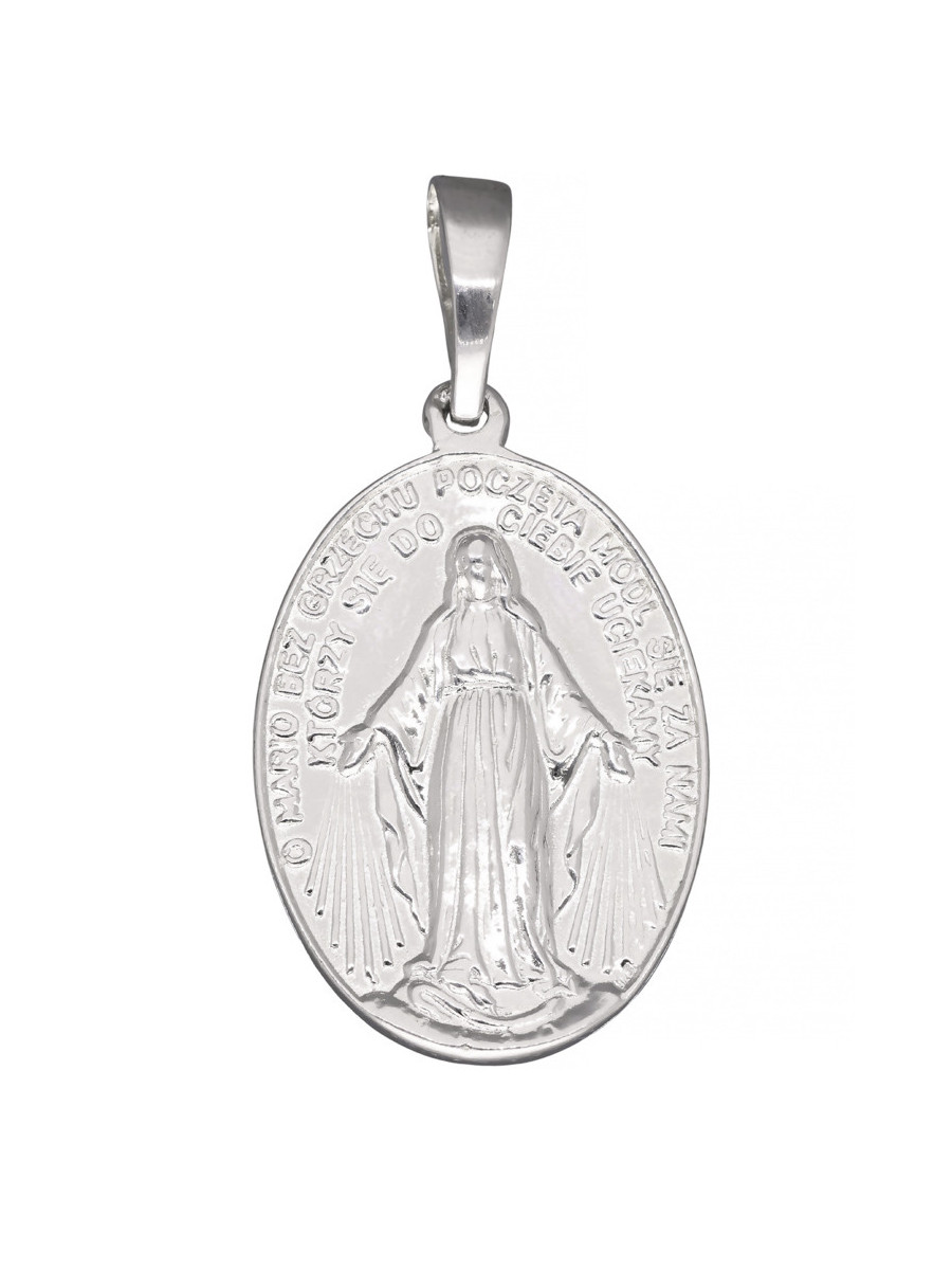 Srebrny medalik z Matką Boską