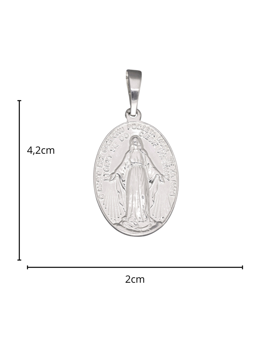 Srebrny medalik z Matką Boską