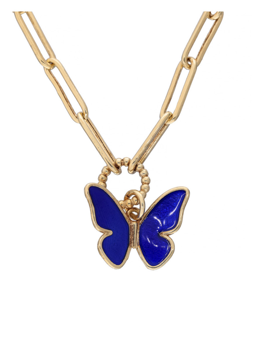 Złota bransoletka z granatowym motylem – unikatowa biżuteria | JubilerDukat