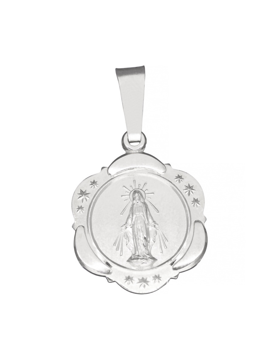 Srebrny medalik z Matką Boską