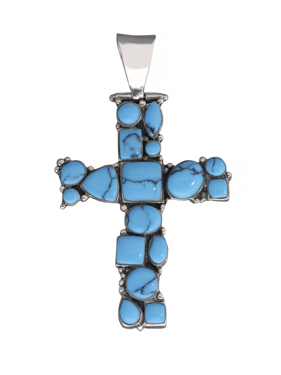 Srebrny krzyż z turkusem