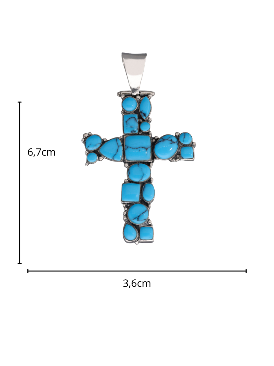 Srebrny krzyż z turkusem