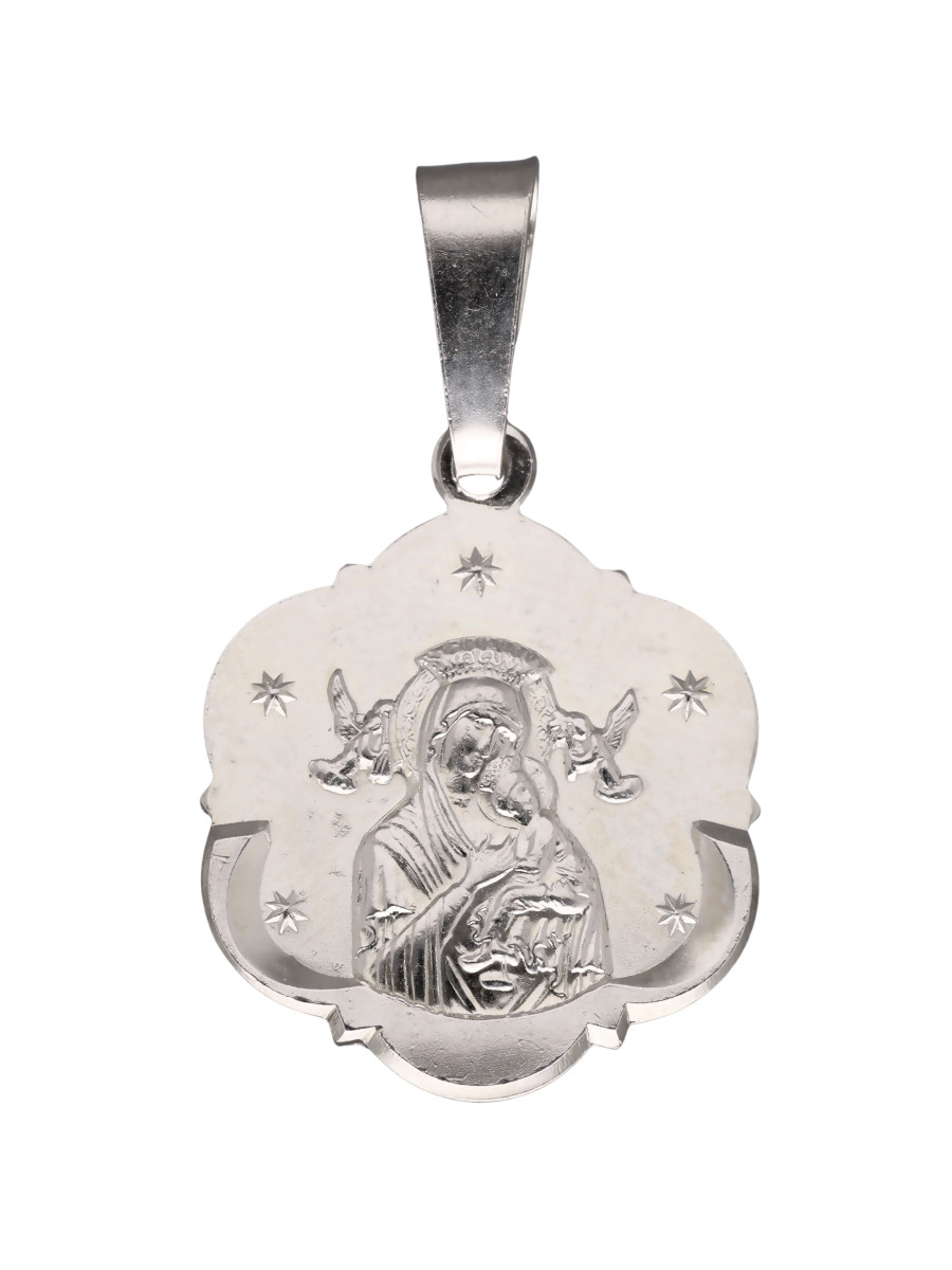 Srebrny medalik z Matką Boską