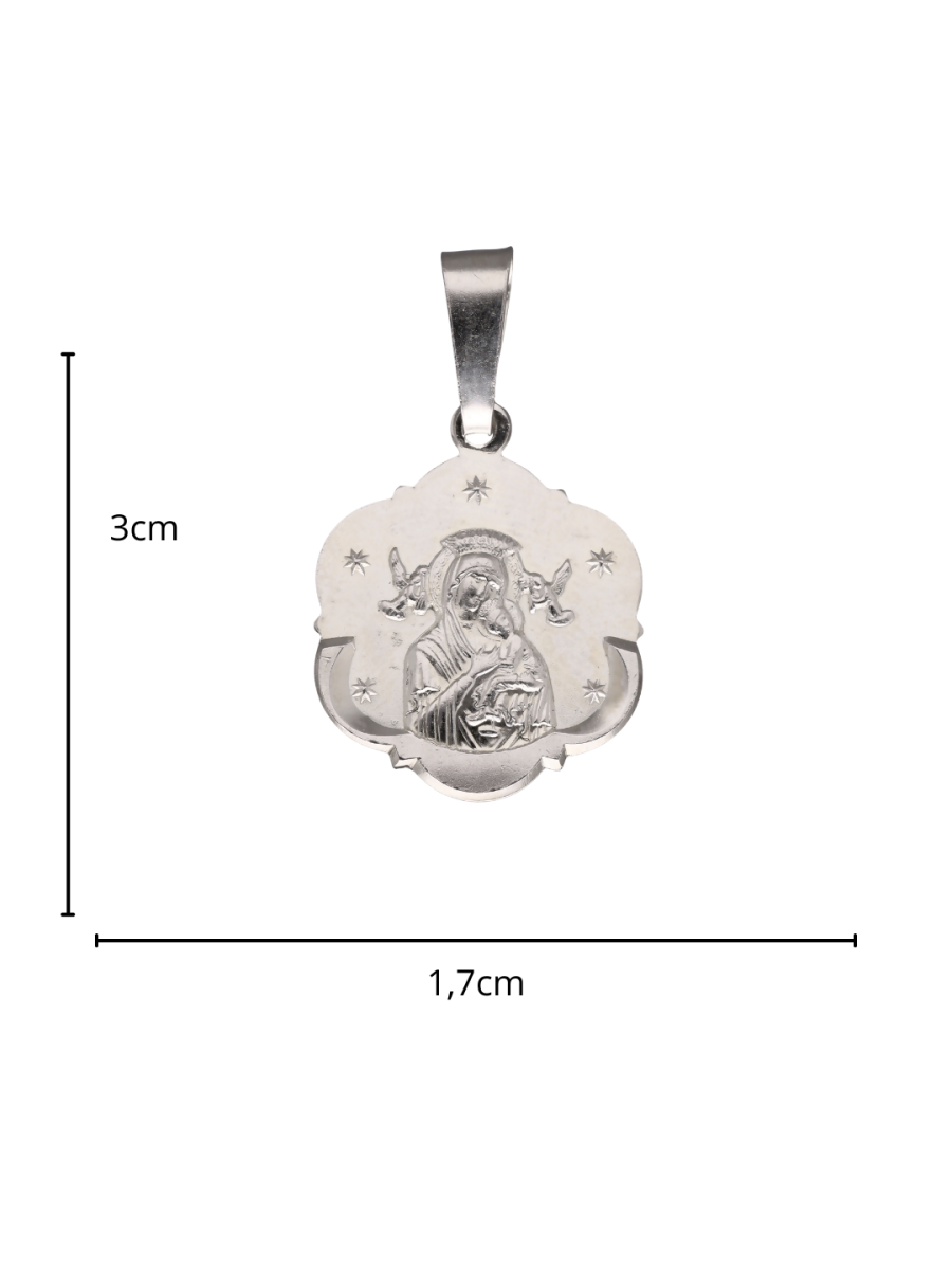 Srebrny medalik z Matką Boską