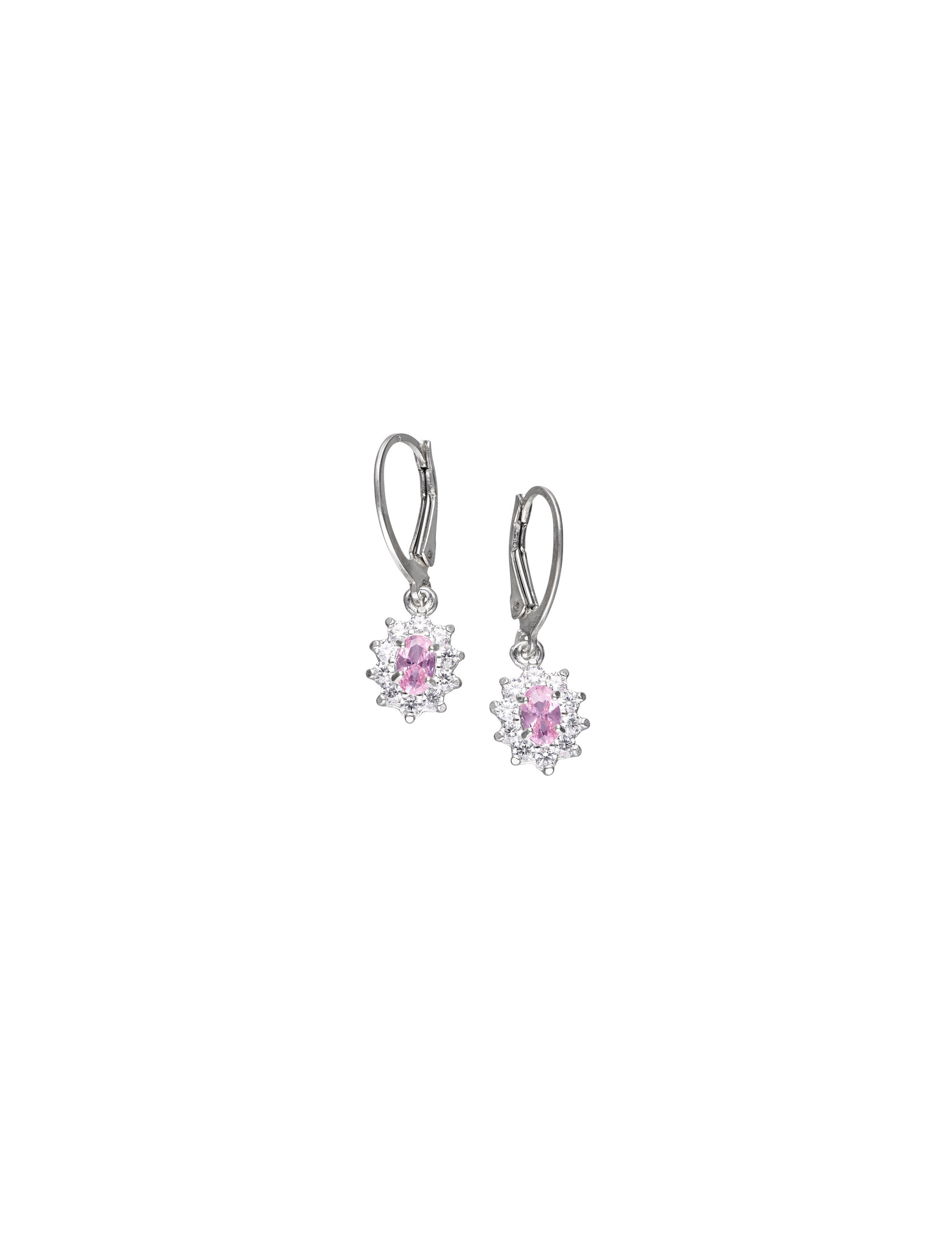 Srebrne kolczyki markizy z różową cyrkonią