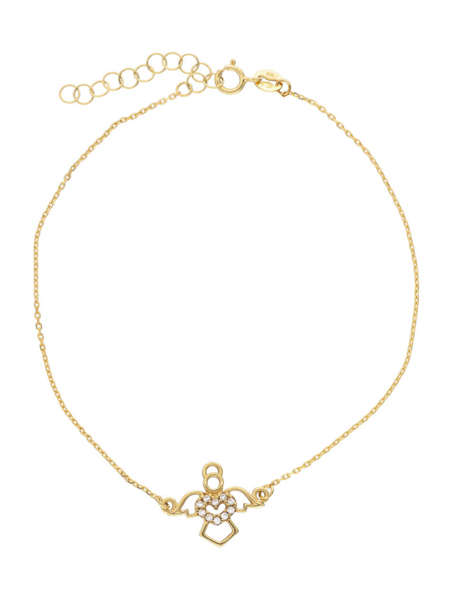 Celebrytka złota bransoletka z zawieszką aniołka –...